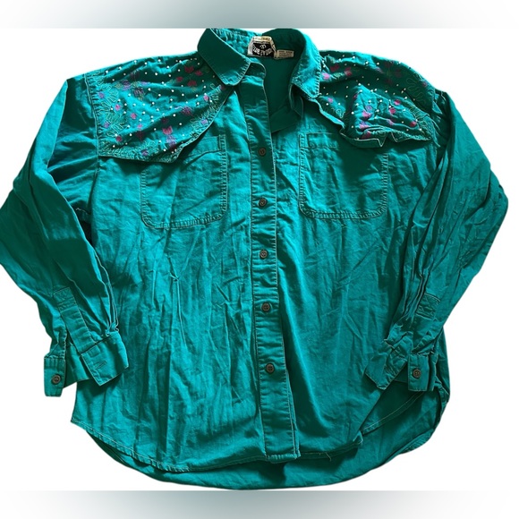 Vintage Womens side saddle long sleeve button up - Picture 1 of 6